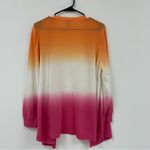 Chico's  Vibrant Orange, White and Pink Ombre Knit Long Sleeve Cardigan. Size XL Photo 2