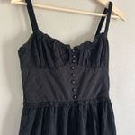 Black Ruffle Hem Cami Plain Midi Dress Corset Back Small NWT Photo 3