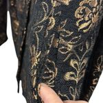 Laura Ashley  Black Bronze Tapestry and Velvet Button Up Peacoat Jacket Womens L Photo 8
