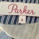 Parker Size 8 Halter Blue Striped Fit & Flare Cotton Above Knee Length Dress Photo 4