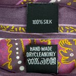 Vintage 100% silk dragon print scarf handmade rolled edge extra long XL 25x78" Purple Photo 5