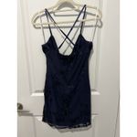 Lulus  Wondrous Sparkle Navy Blue Floral Sequin Bodycon Mini Dress Size Medium NW Photo 3