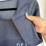 Aerie  Offline Ribbed Stretch Blue Scoop Neck Long Sleeve Athleisure Workout Top Photo 4