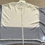Vineyard Vines Striped Wool Poncho Top Fringe Detail Navy Cream Women’s XS/S Photo 2