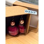 Glass & Pearl Beaded Drop Earrings With Black Accents Purple Photo 7