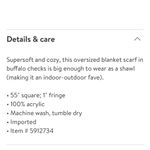 Madewell  Buffalo Check Blanket Scarf Antique Gold NEW Photo 5