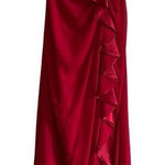 David's Bridal long strapless dress with front ruffle cascade size 4 Photo 0