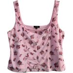 Revolve AFRM Cort Mesh Corset Top Pink / Red Roses‎ Cropped Floral Shirt Large Photo 0