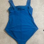 Shade & Shore Blue Square Neck Wide Strap One Piece Swimsuit Size L Photo 4