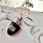Amethyst Larvikite Black Moonstone &  Sterling Silver Pendant Photo 0