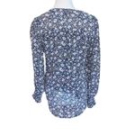 1. State  Womens Blue Floral Smocked Cuffs Pullover Long‎ Sleeve V Neck Top XS Photo 4