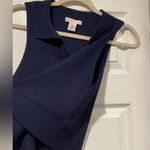 NWOT Sincerely Jules Size XL Blue Ribbed Knit V Neck Collar Sleeveless Crop Top Photo 2