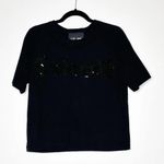 Maje X Schott Embroidered Sequined Crew Neck T-Shirt Womens Black Size 2 M Photo 1
