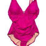 J.Crew NWT  Women's Pink Ruched V-Neck One-Piece Swimsuit Size 18 Poolside Photo 2