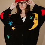 Dressed in Lala Child of the Universe Oversized Cardigan Size L/XL Black Photo 0