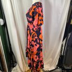 Abel the label Orange Pink Floral Print V Neck Smocked Waist Maxi Dress Size S Photo 6