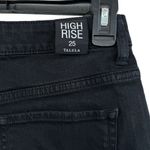 Talula Talulu Aritizia SZ 25 Jean Shorts High-Rise Zip-Fly Frayed Hems Pockets Black Photo 3