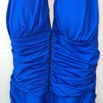 Bleu Rod Beattie Bleu By Rod Beattie Shirred Halter One Piece Swimsuit In Cobalt Size 14 Photo 3