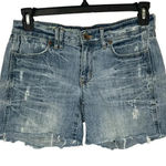 Madewell  Distressed Cut Off‎ Denim Jean Shorts 8" Rise Cotton Women Size 26 Photo 0