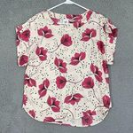 CAbi ‎ Blouse Women XS Cream Fuchsia Floral Scoop Neck Boxy Business Casual Top Photo 0