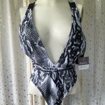 Boss Babe Collection NWT Plunging Sexy Snake Skin One Piece Swimsuit Beach M White Size M Photo 5