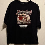 SheIn Black Spankys Speed Shop Oversized Graphic Tee Short Sleeve Shirt M Car Photo 0