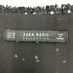 ZARA | XS | Black Swiss Dot V-Neck Chiffon Top Sheer Sleeves with Tweed Trim Photo 4