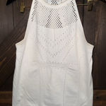 Athleta ‎ Women's M Medium White Halter Mesh Pattern Tank Top Compression Photo 0