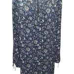 Chelsea & Theodore Navy Floral Long Sleeve Dress Blue Size L Photo 0