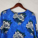 Vintage‎ St Gillian Womens Dress Size 16 Blue Floral Printed Silk Long Sleeve Photo 10