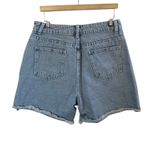 Distressed High Rise Denim Shorts M Raw Hem Light Wash Jean‎ Cutoff Casual Boho Blue Size M Photo 1