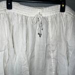 White Boho Peasant Skirt One Size Cotton Elastic Waist Flowy Summer Beach Photo 3
