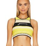 Ganni NWT  Crochet Racerback Top in Golden Kiwi Stripe Size 38 Photo 5