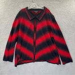 Ming Wang Long Sleeve Sweater Cardigan Collared Rhinestone Black Red Women's 3XL Photo 0