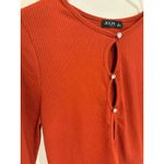 Julia Ribbed Knit Crop Top Long Sleeve Cutout Jewel Buttons Rust‎ Size L Orange Size L Photo 1