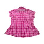 COOGI  Women's 1X Pink Plaid Button Down Western Blouse Rhinestone‎ Bling Photo 1