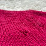 Handmade Gorgeous Knit Berry Red Wool Cardigan Pointelle Fits like Medium Photo 9