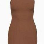 Babaton Aritzia Sculpt Ribbed Racerback Mini Dress in Brown, Size L Photo 0