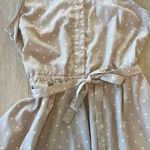 Larry Levine Womens Cream/Khaki Polka Dot Dress - L Photo 2