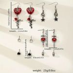 NEW Set of 6 Gothic Punk Earrings – Skull Studs, Heart Stud, Sword, Bat & Spider Web Photo 2