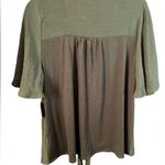 NWT Parallel Skies Pullover Button Tie Front Womens XL Boho Green Mixed Fabric Photo 1