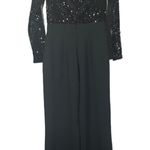 Eliza J  Black Sequin One Piece Zipper Back Pants Jumpsuit W/ Pockets Women Sz 4 Photo 1