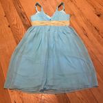 Forever Yours Woodland Fairy Tulle Babydoll Dress Pale Blue & Kiwi Ruched Sash 8 Photo 5