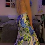 Val Stefani Backless Floral Gown in Blue and Green Multiple Size 6 Photo 1