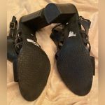 Audrey Brooke  Black Leathed Heeled Sandals Size 9.5 Photo 5