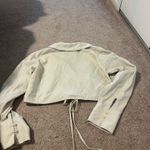 Open Edit Cream Cropped Button-Up Shirt Photo 4