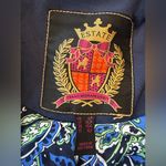 Isaac Mizrahi  Blue faux suede blazer with Paisley liner women’s size large Photo 4