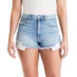 American Eagle  Super Stretch Curvy Hi-Rise Shortie Jean Shorts Size 4 Light Wash Photo 0