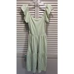 Caution to the Wind  Green/White Stripe Ruffle Straps‎ Short Dress Size Medium Photo 4