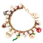 Betsey Johnson NWT  School Pearl Charm Back to School Bracelet Apple Photo 0